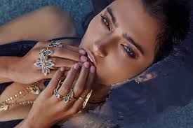 TIGER LILY RING /// Lapis Blue Enamel, Cubic Zirconia, Women's Jewelry,  Statement Ring, Women's Gift, Gift