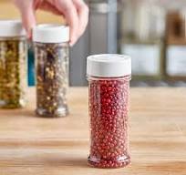 5.5 oz. Round Plastic Spice Container and 48/485 Smooth White Unlined Lid -  350/Case