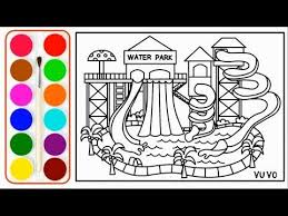 How To Draw Water Park And Coloring Pages For Kids Halaman Mewarnai Taman Air Untuk Anak Anak Youtube Untuk Anak Anak Halaman Mewarnai Taman Air