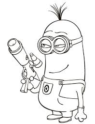 Color pilgrims at thanksgiving or santa's reindeer for christmas! Kevin The Minion And Laser Gun In Despicable Me Coloring Page Netart