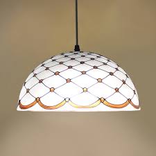 Tiffany Style Blue White Pendant Light Bowl Shade 12 Inch Glass Hanging Light For Restaurant Susuohome Com