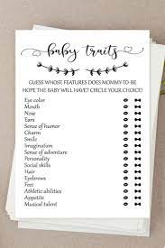 Baby Traits Game Baby Shower Games Baby Traits Classic Baby Game Rustic Baby Shower Kraft Paper Baby Shower 130 Baby Shower Wording Baby Shower Top Baby Shower Games