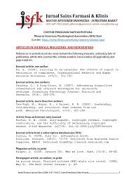 Jika terdapat sumber berbeda dari satu penulis pada tahun yang sama maka di belakang tahun terbit diberi huruf a, b. Jsfk Reference Apa Style American Psychological Association Encyclopedias