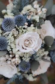 Peach and coral rose bridesmaid bouquets. Dusty Blue Bouquet Blue And Gray Bouquet Blue Bouquet Etsy Beautiful Wedding Flowers Wedding Flowers Dried Flower Bouquet