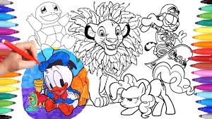 They can return to favorite cartoon to look on colors of hero and then get back to . Cartoon Characters Coloring Book Page 8 Garfield Simba Donald Duck Squirtle Pokemon Pinkie Pie Youtube
