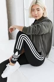 Black And Gold Adidas Leggings Adidas Originals 3 Stripes Legging Urban Outfitters Outfits With Leggings Striped Leggings Adidas Leggings Outfit