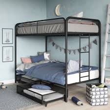 Dhp Jaxon Twin Twin Bunk Bed With Storage Black Metal Walmart Com Bunk Beds Bunk Bed Decor Contemporary Bunk Beds