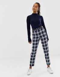 Asos tailored cigarette suit pants in claret. Asos Design Ultimate Slim Cigarette Trousers In Navy Check Asos