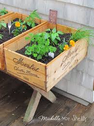 Diy Deck Herb Garden Using Wine Boxes Now If I Can Just Find Some Of These Great Boxes Diy Container Gardening Container Garden Design Diy Deck