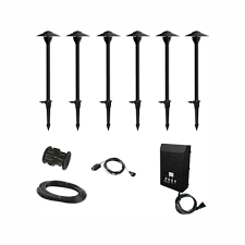 Malibu landscape light kit path lighting flood spot lawn Hampton Bay Low Voltage 30 Watt Integrated Led Outdoor Black Landscape Path Light Kit 6 Pack Dl10103bks The Home Depot