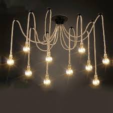 8 Heads Style Loft Industrial Pendant Light Fixture Dinning Room Hemp Rope Lamp Vintage Lights Led Edison Style Rope Lamp Vintage Industrial Pendant Lighting Fixturespendant Light Fixture Aliexpress