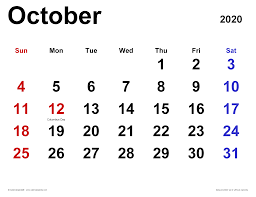Planner is versatile, which you can utilize where you want and when you want. October 2020 Calendar Templates For Word Excel And Pdf