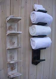 Nature bamboo finish, elegant design with large capacity compared to wall mount towel bar, fits 8 towels large & small, elegant curved front edge shelving. Pin On Bathroom