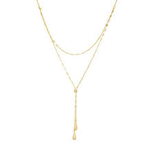 Then, make a loop at one of the ends and attach a small chain to it. Double Teardrop Lariat Necklace In 14k Gold 17 Zales