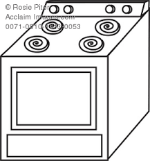 Coloring alphabet tracing letters oven. Coloring Page Drawing Of An Oven Or Stove Household Appliance Royalty Free Clipart Image