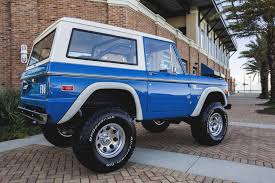Blue And White Classic Ford Bronco In Front Of The Blue Wahoos Stadium Classicfordbronco Classic Earlybronco Ford Bronco Classic Ford Broncos Early Bronco