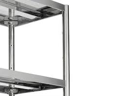 The floating shelf uses an integrated mounting frame that easily attaches to the wall. Stainless Steel Shelf 1 8 X 0 5 M With 4 Shelves Adjustable Incl 4 Wheels