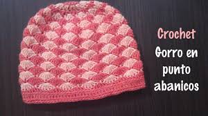 2 double crochet, chain 1, 2 double crochet shell. Gorro A Crochet Tejido En Punto Abanicos Paso A Paso