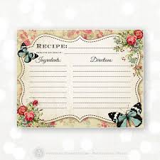 Printable Recipe Cards Instant Download Vintage Flowers Retro Diy Kitchen Bridal Shower Recipes For Bride Cooki Diy Recipe Cards Food Printables Recipe Cards