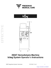 Fresenius manufacturer specifications for 2008t hemodialysis machine on medwow medical equipment global marketplace. Bibag Operacao Hemodialysis Dialysis