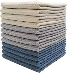 Get 5% in rewards with club o! Polyte Premium Microfibre Kitchen Dish Tea Towel Waffle Weave Dark Blue Gray Off White 40x71 12 Pack Amazon Co Uk Home Kitchen