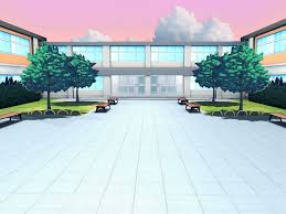 Grand High School Anime Background School Yard Background