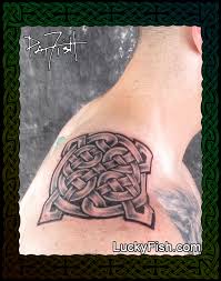Green and grey ink celtic knot tattoo on leg. Shield Knot Celtic Protection Tattoo Design Luckyfish Inc And Tattoo Santa Barbara