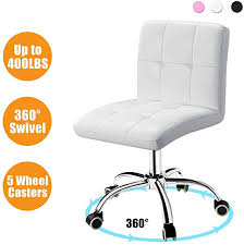 Amazon Com 360 Office Desk Chair Pu Adjustable Rolling Task Chair With Backrest For Barber Office Home Computer 360 Sw In 2020 Desk Chair Work Office Decor Armless