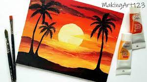 Choose your favorite silhouette landscape paintings from 4,897 available designs. Easy Sunset Acrylic Painting For Beginners Sunset Landscape Painting Youtube