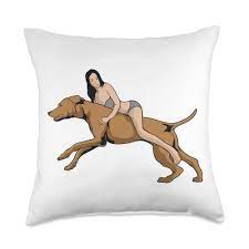 Amazon.com: Art Stuff Woman Riding A Dog Throw Pillow, 18x18, Multicolor :  Home & Kitchen