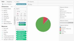 how to create a pie chart using multiple measures in tableau