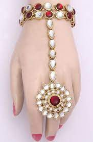 Designer Kundan Bracelet With Ring Indian Jewellery Online Indian Jewelry Anklet Designs
