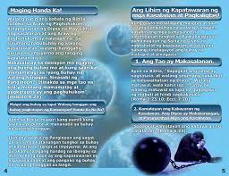 Age, disease, society, death, and finally judgment. Tagalog Gospel Bible Tracts