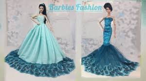 2 Diy Barbie Dresses Make The Most Beautiful Barbie Dolls Party Dresses Youtube Doll Dress Barbie Gowns Sewing Barbie Clothes