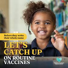 August is National Immunization Awareness Month. As your child heads back  to school, make sure they have everything they need, including all their  routinely recommended childhood vaccinations. Check with your child's doctor