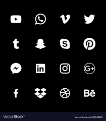 White Social Media Icons Reverse Alphabetical Vector Image Affiliate Media Icons White Socia Social Media Icons Social Media Icons Vector Media Icon