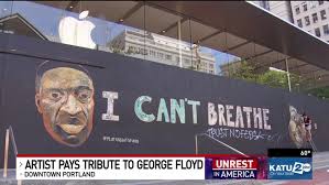In some places, like portland, oregon, protesters lie in the road, chanting i can't breathe. Mural Honors George Floyd In Downtown Portland Katu