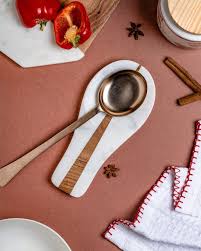 Nikkispride Marble Spoon Rest, Wooden Handle, Spoon Dish, Kitchen Tool,  Spoon Tool Handmade In India : Amazon.In: Home & Kitchen