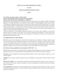 Human Values And Professional Ethics Auc 001 Sample Questions With Solutions Unit 1 Q 1 What Do You Mean By Essay About Life Values Education Human Values