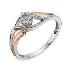 H Samuel Cherished Silver 9ct Rose Gold Carat Diamond Ring Diamond Ring Diamond Rings