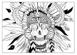 Skull Indian Coloring Page Of A Native American Skull With A Headdress Waiting To Be Colored From Skull Coloring Pages Animal Coloring Pages Coloring Pages