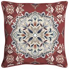 Floral prints & solid tones like blue and yellow are perfect for quick outdoor refreshes and makeovers. Hampton Bay Chili Medallion Welted Outdoor Throw Pillow Tk1z574c 9d8 The Home Depot