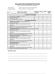 Contoh form evaluasi peran lintas program dan lintas sektor. Form Evaluasi Pelatihan Rev