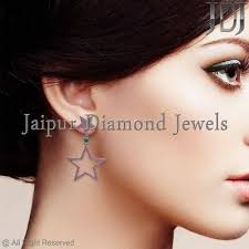 925 Sterling Silver Pave Ruby Emerald Gemstone Star Dangle Earrings Fine  Jewelry