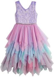 Knitworks Girls 7 16 Plus Size Sequin Tiered Mesh Dress