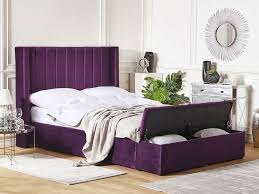 Stauraumbetten machen sie es sich gemutlich moebel24. Polsterbett Samtstoff Violett Mit Stauraum 140 X 200 Cm Noyers Beliani De