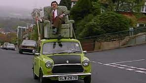 Bean figure with his yellow austin mini 1000 (diecast) black front hood car (doors open) with a set. Mr Bean Do It Yourself Mr Bean Tv Episode 1994 Imdb