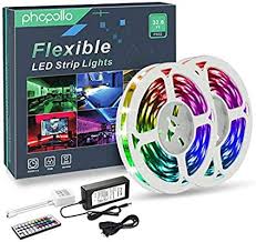 amazon com phopollo led strip lights 32 8ft rgb color changing 5050 300leds non waterproof flexib led strip lighting led color changing lights strip lighting