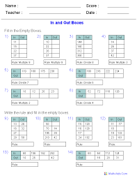 Question 1 (1) answer : Function Table Worksheets Function Table In And Out Boxes Worksheets