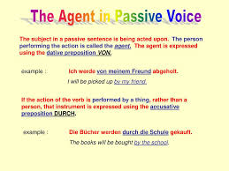 For example, in the passive sentence the tree was pulled down, the subject (the tree) denotes the patient rather than the agent of the action. The Passive Voice In Most Sentences The Subject Performs The Action Of The Verb Example Meine Mutter Bringt Die Wasche In Den Keller My Mother Is Ppt Download